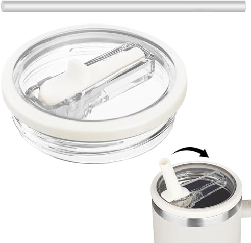 40 oz Leak Proof Lid for Stanley Cup Accessories with Flip Straw, Spill Proof Lid Replacement, No Spill Cup Top for Cream Stanley Quencher (Beige, 1 Pack)