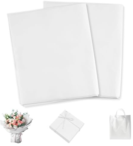120 ark vitt silkespapper – 50x35cm, för pyssel & dekoration | Tunt papper för DIY – pom-poms, pappersblommor, presentinslagning, bröllop och födelsedagsdekorationer.