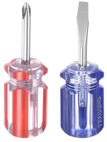 QUARKZMAN Set de 2 destornilladores cortos PH2 Phillips SL6 Flat Head CR-V | Stubby magnéticos con punta de bolsillo Slotted Mini Phillips, para reparaciones de bricolaje
