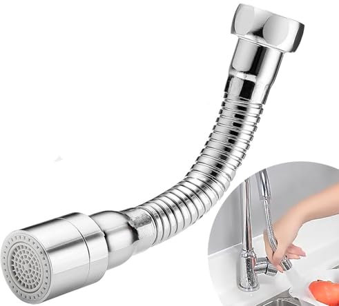 SkyJoy® rallonge robinet cuisine。14cm.fabriqué en acier inoxydable 304. sens fixable. Pratique pour se brosser les dents et se laver le visage, se laver les cheveux et attraper l'eau. (14cm)