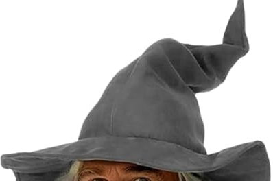 Gwezmxs Zaubererhut mit Gebogener Unisex, Hexer-Cosplay/Halloween Party Dressing Zubehör für Erwachsene, Grau