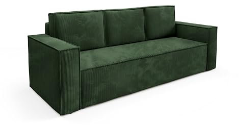 Corda Sofa Cord Schlaffunktion automatisch DL + Bedkasten Schlaffläche: 204×144 cm Kordsofa (poso 14 - grün)