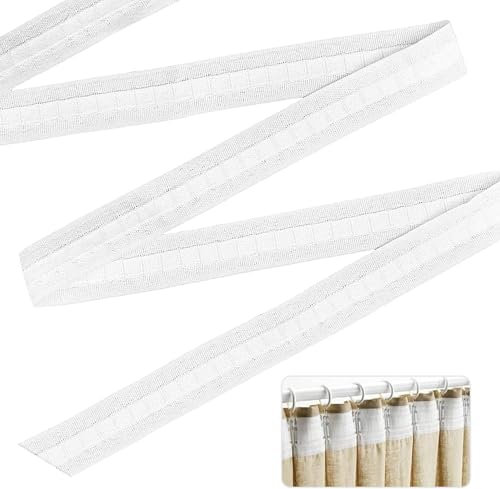 Ruban fronceur de 30 m - Ruban plissé - Pour rideau de fenêtre, rideau de porte et rideau de douche - Blanc