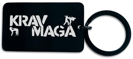 Lauthings Krav Maga Israel Martial Arts Schlüsselanhänger, Krav Maga Israel Martial Arts Dog Tag Schwarz Schlüsselanhänger, schwarz glänzend, One size