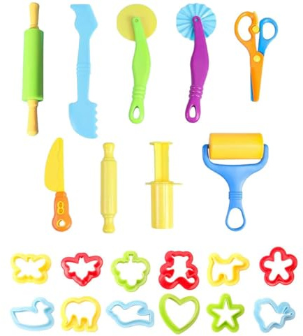 Giutsaull 21 Stück Knete Zubehör Set, Kinder Plastilin Werkzeuge, Knetwerkzeug, Lernspielzeug Geschenk für Jungen Mädchen, DIY Knetmasse