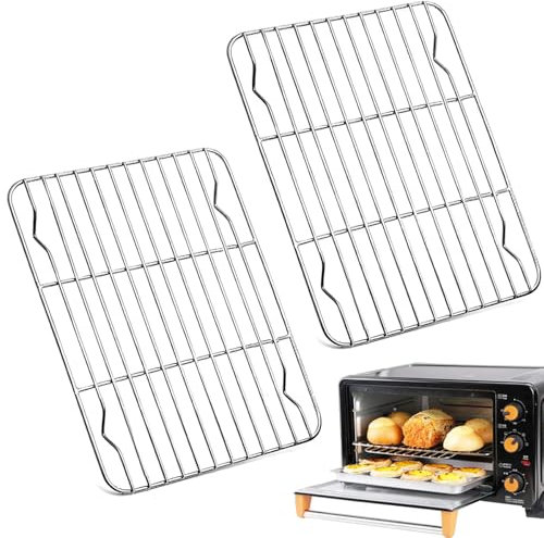 ZBKJYILF Abkühlgitter 2er-Set, Grillrost, Edelstahl Gitter, Ideal zum Braten, Backen, Grillen und Kühlen - Gesund, Langlebig und Spülmaschinengeeignet-21.5×14.5cm