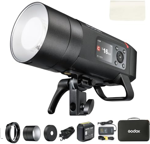 Godox AD400ProII 400Ws Outdoor Flash Strobe, TTL 1/8000s HSS Monolight | Rechargeable Battery, 2.4G Wireless X System, 30W Bi-Colour Modeling Lamp & 16-Colour Indicators, Bowens Mount