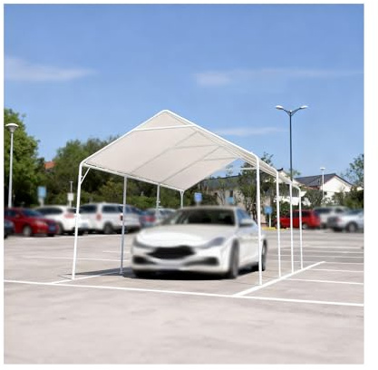 Abri Voiture Robuste avec Structure Métallique, Résistant Aux Intempéries, pour Stationnement, Cour Ou Garage(10x16)