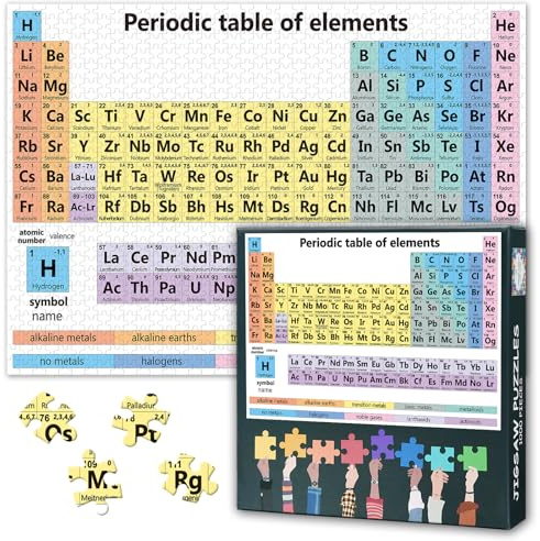 1000 Piece Jigsaw Puzzle for Adults Educational Science Chemistry Periodic Table of Elements Puzzle with Names Symbols Atomic Numbers and Valences Large 27.5x19.7 Inch