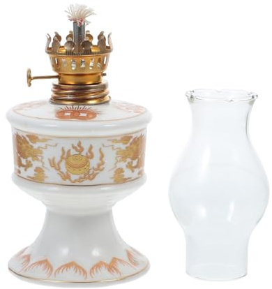 TOYANDONA Vintage Keramik Petroleumlampe, Öllicht mit Glaschimney