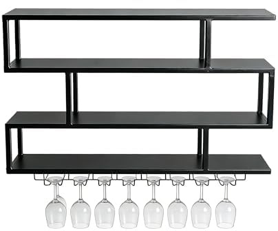 YTLEMON Weinregal Wand Metall Bar Regal mit LED-Beleuchtung Modernes (180cm)