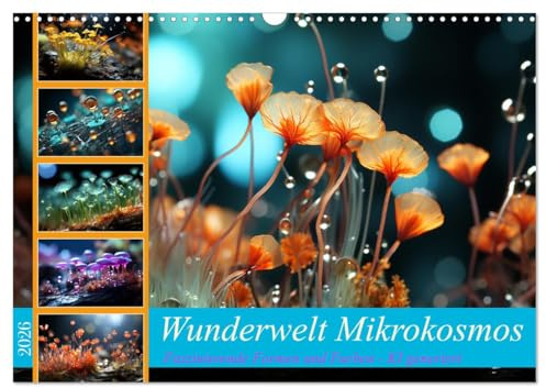 Wunderwelt Mikrokosmos (Wandkalender 2026 DIN A3 quer), CALVENDO Monatskalender: Der faszinierende Kalender mit KI generierten Fotos von mikroskopischen Wundern in leuchtenden Farben. (CALVENDO Natur)