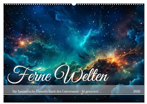 Ferne Welten (Wandkalender 2026 DIN A2 quer), CALVENDO Monatskalender: Fantastische Welten in der Unendlichkeit des Universums - KI generiert (CALVENDO Wissenschaft)