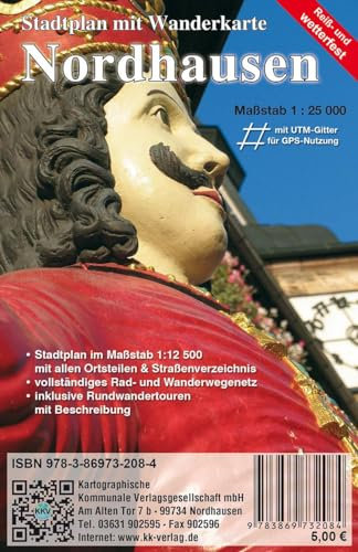 Nordhausen: Stadtplan mit Rad- und Wanderkarte (reiß- und wetterfest)
