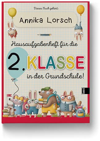 Rundfux Hausaufgaben-Heft für die Grundschule mit Buntem Cover zum Selber Personalisieren und Beschriften mit Namen