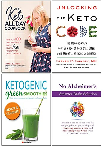 The Keto All Day Cookbook, Unlocking the Keto Code [Hardcover], Ketogenic Green Smoothies, No Alzheimer's Smarter Brain Keto Solution 4 Books Collection Set