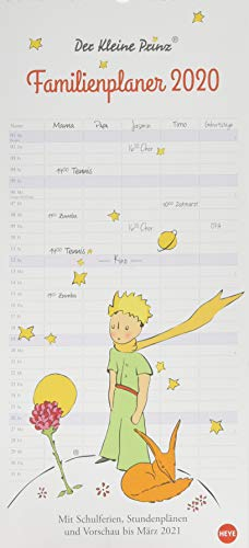 Der Kleine Prinz Familienplaner. Wandkalender 2020. Monatskalendarium. Spiralbindung. Format 21 x 45 cm