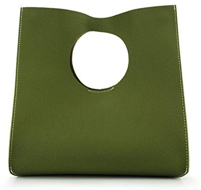 Hoxis Handtasche im minimalistischen Vintage-Stil, weiches PU-Leder, Clutch, kleine Tragetasche, olivgrün, Large
