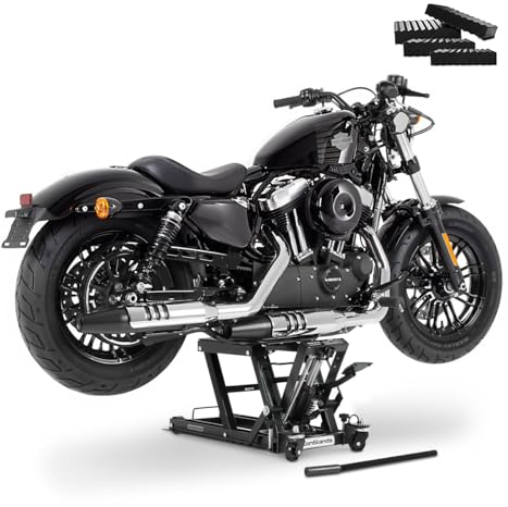 Motorrad Hebebühne Scherenheber Hydraulik-Lift ConStands L schwarz inkl. 4 Distanzstücke