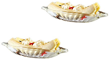 GOLDBEARUK Plat bateau pour banane Split et glace au design classique en verre - Lot de 2