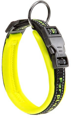 Ferplast Hundehalsband Sport Dog, Weich Gepolstertes Nylon Hunde Halsband für mittelgroße Hunde, Verstellbare und Reflektierend, Größe: 2 cm (33-43 cm), Gelb