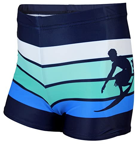 Aquarti Bañador Niño Natación – Bañador Niño con Rayas, Tejido Secado Rápido y Corte Ajustado, Azul Oscuro/Verde, 116