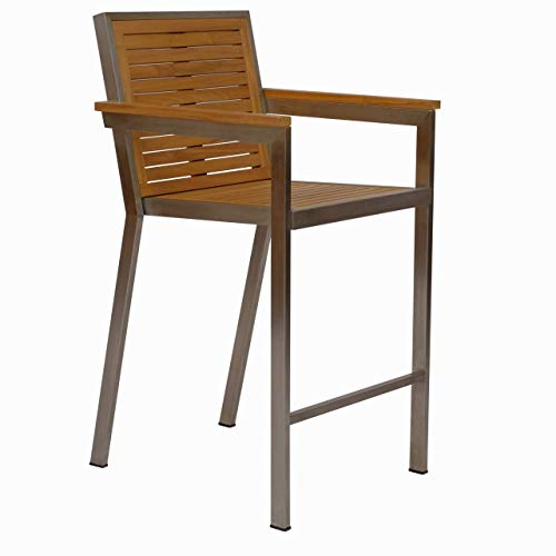 Teako Design Barstuhl Barhocker Dosazzo Edelstahl Teak stapelbar Wetterfest Tressenhocker Hochstuhl Teakholz massivholz
