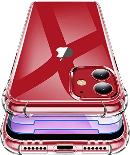 Garegce Case for iPhone 11 and 2 Packs Screen Protectors, iPhone 11 Clear Case Silicone Shockproof Soft Bumper Protective Anti Scratch Phone Case for iPhone 11- Transparent