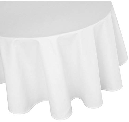 texpot Damast Tischdecke 120 cm rund 100% Baumwolle weiß Tafeltuch Tischwäsche