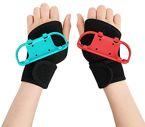 inRobert Armband for Nintendo Switch Joy-con Controller, kompatibel mit Just Dance 2025 2024 2023 2022 2021 2020, 2-teiliges verstellbares, klebriges Armband, passend for Erwachsene (rot und blau)