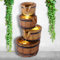 Fontaine de Jardin avec Lumière LED - Pots en Bois 4 Niveaux pour Jardin, Terrasse, Salon, Balcon 46 cm