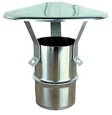 Fumaiolo a cappello In acciaio inox AISI 304. Fumaiolo Comignolo Attacco maschio. (Ø CM 13)