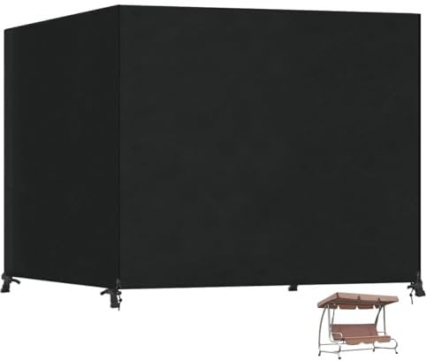 SanGlory 3-4 Seater Garden Swing Cover Waterproof, Heavy Duty Oxford Fabric Seat Hammock Cover, Large Protective Cover for Outdoor Patio Swing Garden Hammock (250x150x160cm) - Black