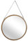Espejo de pared metal dorado correa de cuero sintético redondo 60 cm pieza decorativa para colgar acento moderno Autun