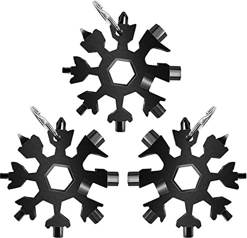3 Stück Schneeflocken Multitool,18-in-1Snowflake Multitool Schlusselanhang,Edelstahl Schneeflocke,Schneeflocke Werkzeug,Mann Geschenk,Coole Werkzeug Kleine Geschenk für Papa,Mann,Frauen
