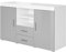 MB Muebles Bonitos, Aparador Roque para Salón Comedor Moderno, Mueble TV de Melamina, Blanco y Gris Brillo, 140x80x40 cm