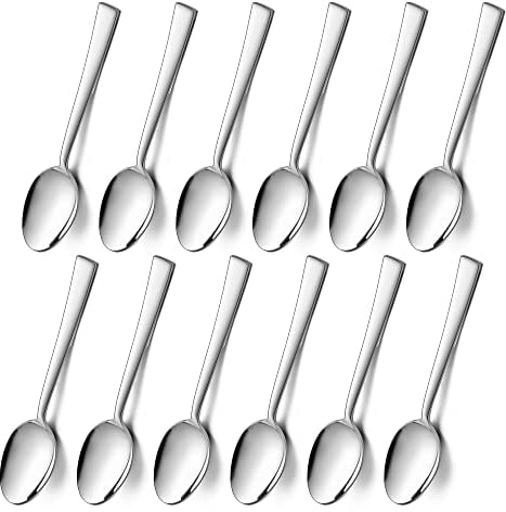 Kaffeelöffel, HaWare Edelstahl Teelöffel Dessertlöffel 12er Set, Kleiner Löffel für Zuhause, Restaurant, Küche, Glatte Kante & Hochglanzpoliert, Spülmaschinenfest (14cm, Silber)
