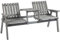 Outsunny 2-Seater Wooden Garden Bench, Antique Loveseat Chair with Table & Parasol Hole, Outdoor Bench for Porch, Patio, Grey