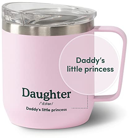 VAHDAM Daughter Mug (300ml/10.1oz) Baby Pink Reusable |Stainless Steel, Vacuum Insulated Travel Tumbler Cup |Sustainable Tea/Coffee Mug, Carry Hot/Cold Beverage| Gifts for Daughter