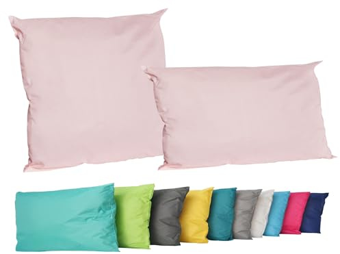 JACK 2er Set Outdoor Lounge Kissen Set 45x45cm + 30x50cm Dekokissen Inkl. Füllung Wasserfest Sitzkissen Garten Lotus Effekt, Farbe:Rosa