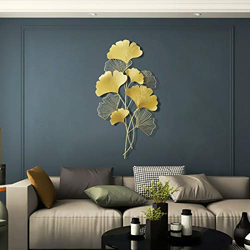 Schmiedeeisen Wanddekoration Stil Kunst Ginkgoblatt Metall Wanddekoration Wandbehang Kreative Wanddeko Blattdekor Blatt Wohnzimmer Schlafzimmer Hintergrund Wanddekoration
