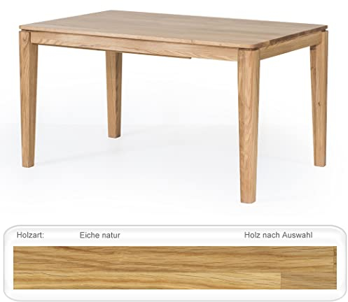 hochwertiger Designertisch Horand ausziehbar 140 cm 160 cm Esstisch Massivholztisch mit Gestellauszug Küchentisch, Holzart:Eiche Natur geölt, Größe:140(190) x 90 cm