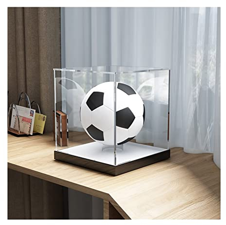 LXBAMKEA Acryl Vitrine Schaukasten, Klar Staubdicht Schutz Kasten Mit Stand, Museum Heim Büro Arbeitsplatte Zahlen Organisator, Volleyball Basketball Fußball Lagerung Würfel