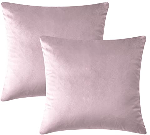 Hafaa 2er Set Samt Kissenbezug 45 x 45 cm Dekorative Quadrat Wurf Modern Kissenbezug Wurfkissenbezug mit Verstecktem Reißverschluss Sofakissen Wurfkissenbezug Samtkissen (Rosa)