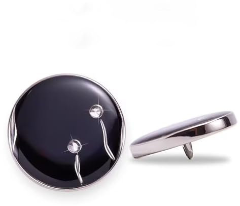 ftiemlovde 10 Edel Dirndl Knöpfe Schwarz Zum AnnäHen Metall mit Strass, Trachten Nachthemd Knopf Silber Mantel Groß,öSenknöPfe Aus Kupferlegierung Blazer ZierknöPfe (D10 23mm)