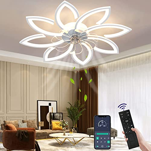 Wildcat Deckenventilator mit Beleuchtung Leise Moderne Led mit Fernbedienung Timer Blütenform Design Ventilator Deckenleuchte für Schlafzimmer Küche