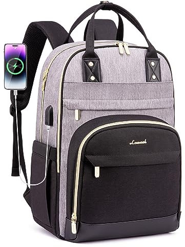 LOVEVOOK Laptop Backpack for Women, Waterproof 15.6 inch Work Bag Womens Rucksack with Anti-theft Zipper & USB Port, Large Ladies Backpacks Back Pack Womans for Travel School University Office