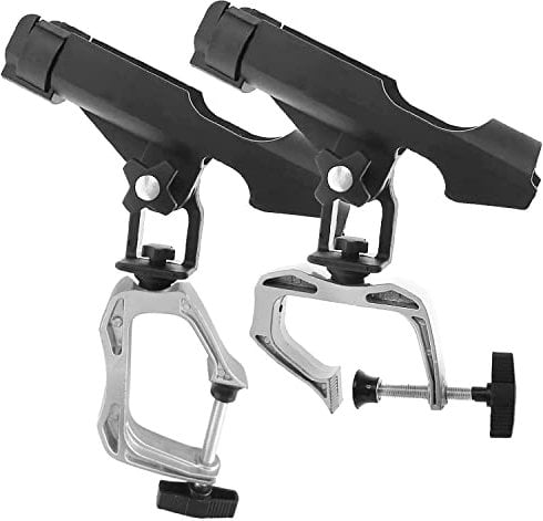 LBW Angelrutenhalter für Boote, Klemme, 360 Grad verstellbar, Doppelnutzung, Angelrutenhalter für Boot, Dock, Ponton, Kanu, 2 Stück