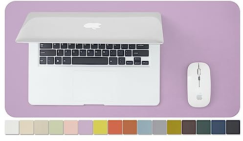 Kompakte Leder-Schreibtischunterlage – rutschfeste PU-Schreibtischunterlage und Mauspads für Büro und Zuhause – Schreibtisch-Organisation und Zubehör (Lila,60cmx 30cm)
