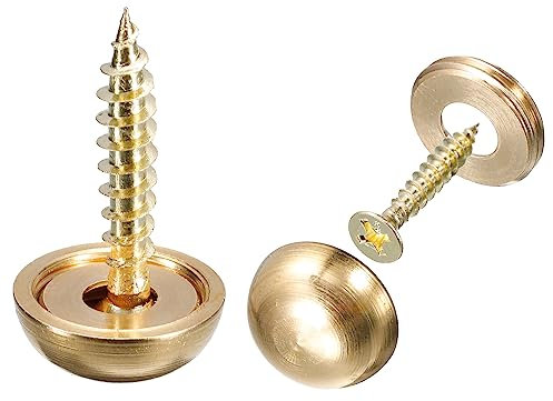 sourcing map 8Pcs Decorative Screws with Caps, 15mm Dia Brass Mirror Screws Mirror Fixing Screws Fasteners for Mirrors Tables Furniture, Gold